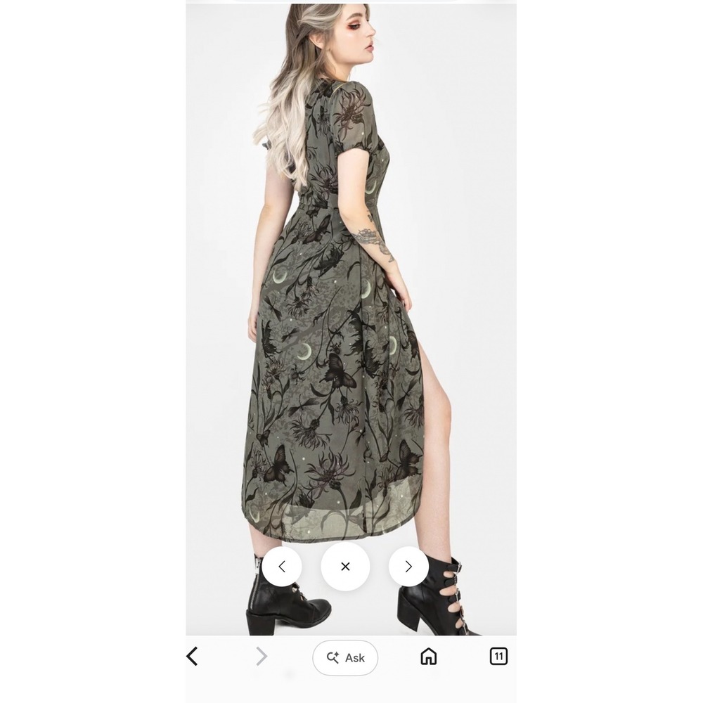 Disturbia Gloriana Floral Fairy Print Chiffon Midaxi Wrap Dress US 12 NEW Witchy - Picture 10 of 11